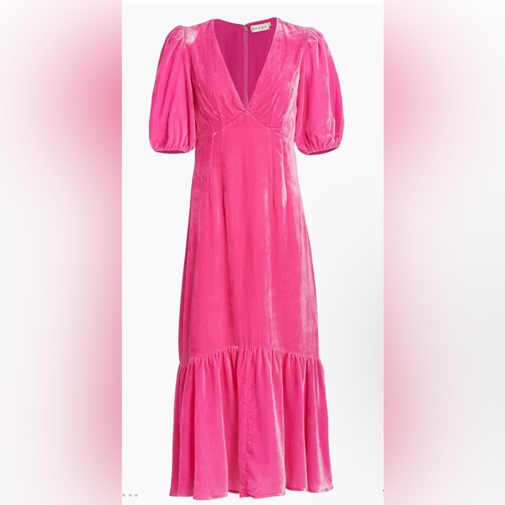 Rhode ester pink velvet midi dress
